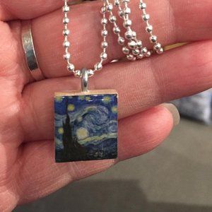 (2/$12,4/$20) Starry Night Scrabble Tile Necklace